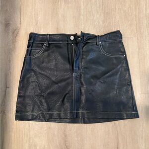 Topshop Black Faux Leather Mini Skirt
